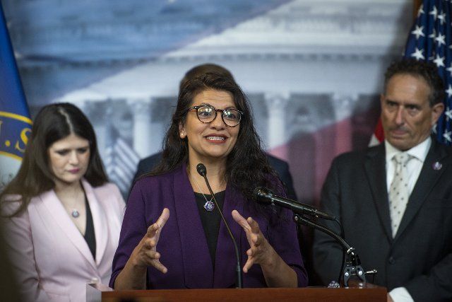 United States Representative Rashida Tlaib (Democrat of Michigan) offers remarks on the pending passage of H.R. 2467, the PFAS Action Act during a press conference at the US Capitol in Washington, DC, Wednesday, July 21, 2021. Credit: Rod Lamkey 