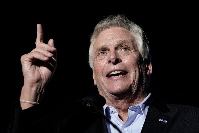 Terry McAuliffe, the Democratic Party nominee for Governor of Virginia, speaks at a campaign event in Dumfries, Virgina on October 21, 2021. Credit: Yuri Gripas \/ Pool via