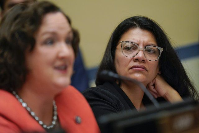 United States Representative Rashida Tlaib (Democrat of Michigan), right, listens as US Representative Katie Porter (Democrat of California), left, speaks during a House Committee on Oversight and Reform hearing on gun violence on Capitol Hill in Washington, Wednesday, June 8, 2022. Credit: Andrew Harnik \/ Pool via