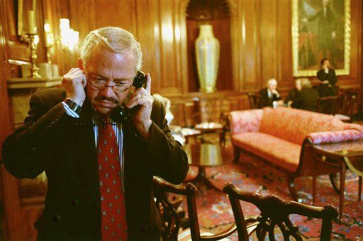 6\/17\/99 JUVENILE JUSTICE\/GUN CONTROL--Bob Barr R-Ga. talks on the phone in the Rayburn Room just off the House floor after an amendment vote. CONGRESSIONAL QUARTERLY PHOTO BY SCOTT J.