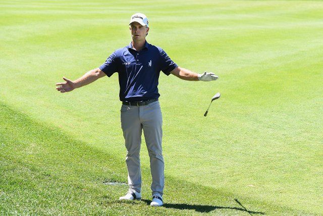 June 25, 2022: Kevin Streelman, of Wheaton, IL, reacts to his shot on the 15th hole during the third round of the PGA Travelers Championship golf tournament held at TPC River Highlands in Cromwell CT. Mandatory Credit Eric Canha\/Cal Sport