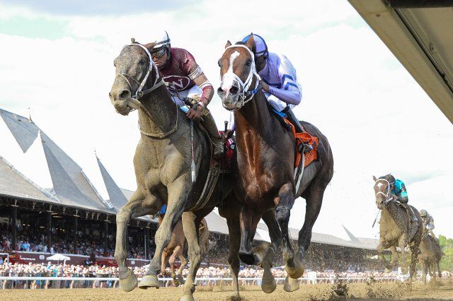 August 12, 2022, Saratoga Springs, NY, USA: August 12, 2022: Bankit #1, ridden by Joel Rosario wins the Evan Shipman Handicap at Saratoga Race Course in Saratoga Springs, N.Y. on August 12, 2022.Gary Johnson\/Eclipse Sportswire