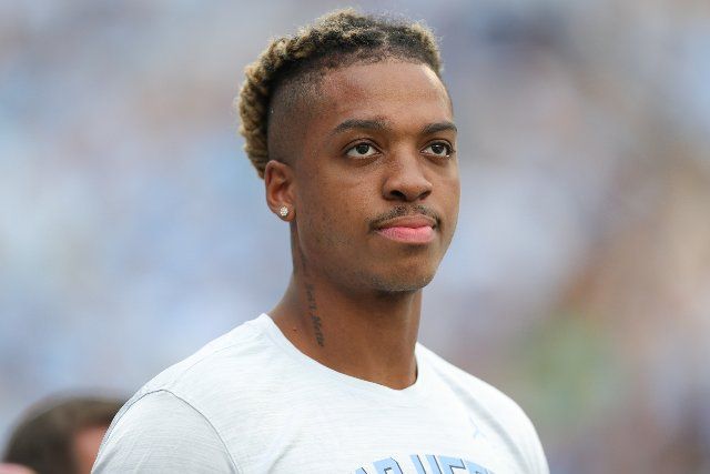 September 24, 2022: North Carolina Tar Heels basketball player Armando Bacot looks on during the NCAA football game between the Notre Dame Fighting Irish and North Carolina Tar Heels at Kenan Memorial Stadium in Chapel Hill, North Carolina. Greg Atkins
