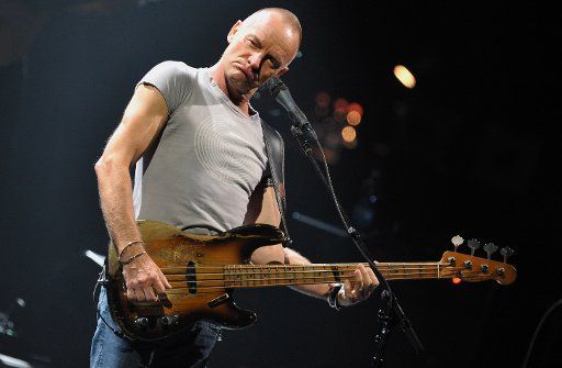 British rock musician Sting (Gordon Matthew Thomas Sumner) prforms on stage during his \