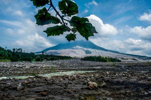 Sinabung volcano seen during calm activity after several biggest eruption in Karo, North Sumatra province, Indonesia on August 27, 2020