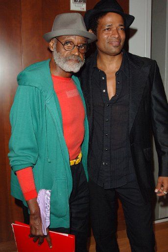 Director Mario Van Peebles right and father Melvin Van Peebles attend the Hermes and Turner Classic Movies celebration of cinematic shorts held at the Morgan Library on Wednesday September 9 2006 in New York City New York. (Pictured: Mario Van ...