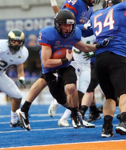 Chris Potter of Boise State scores a first-half touchdown against Colorado State at Bronco Stadium in Boise, Idaho on November 17, 2012. Photo by Joe Jaszewski\/MCT\/ABACAUSA.