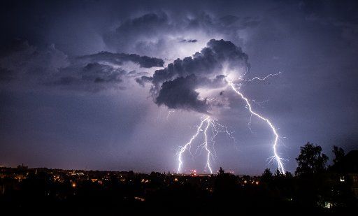 The sky over is illuminated by lightnings near Goerlitz, Germany on 04 August 2013. Photo by Florian Gaertner\/DPA\/ABACAPRESS.