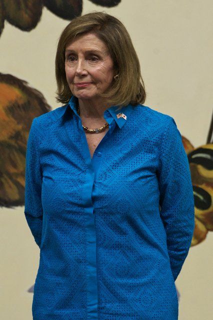 U.S. House of Representatives Speaker Nancy Pelosi attends the press conference at U.S. Embassy in Tokyo, Japan on August 5, 2022