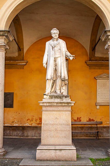 Pavia, Lombardy, Italy, Europe. Pavia University (Università degli Studi di Pavia) was realized in 1361 by Galeazzo II Visconti is one of the oldest university of the world.. Sculpture dedicated to Bartolomeo Panizza (Vicenza, April 17, 1785 - Pavia, April 17, 1867) was an Italian anatomist, doctor, ophthalmologist, zoologist, academic and politician, master of the Nobel Prize Camillo Golgi.Pavia, Lombardy, Italy, Europe. Pavia University (Università degli Studi di Pavia) was realized in 1361 by Galeazzo II Visconti is one of the oldest university of the world.. Sculpture dedicated to Bartolomeo Panizza (Vicenza, April 17, 1785 - Pavia, April 17, 1867) was an Italian anatomist, doctor, ophthalmologist, zoologist, academic and politician, master of the Nobel Prize Camillo Golgi.. Album \/ Donato Milione. . 