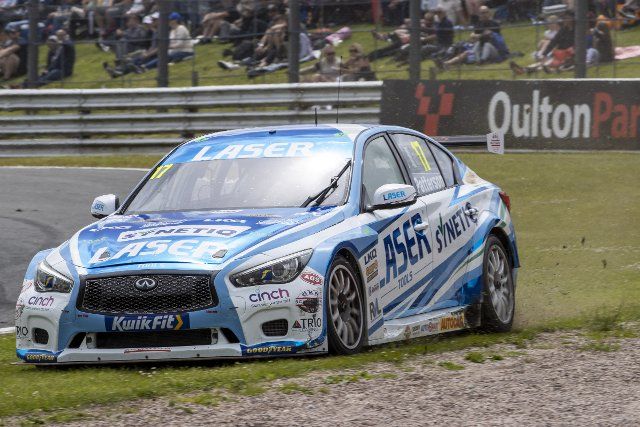 12th June 2022; Oulton Park, Little Budworth, Cheshire, England; Kwik Fit British Touring Car Championship, Oulton Park: Dexter Patterson in his Laser Tools Racing Infiniti Q50 take the