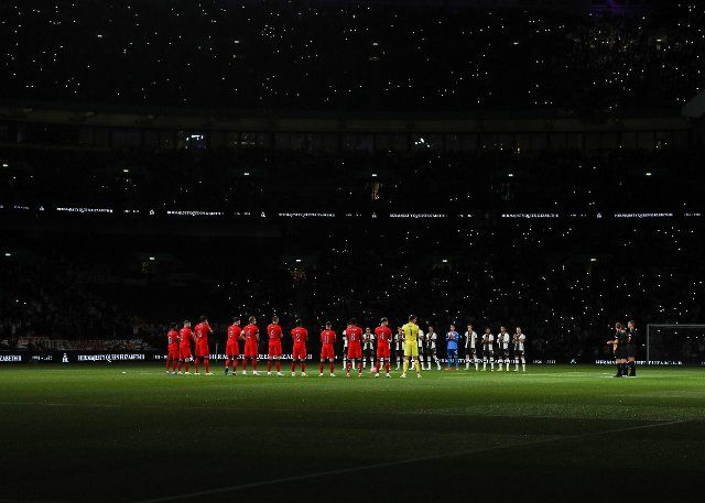 26th September 2022; Wembley Stadium, London, England: UEFA Nations League football, England versus Germany; England and Germany players stand for a minute silence in memory of Her Majesty Queen Elizabeth