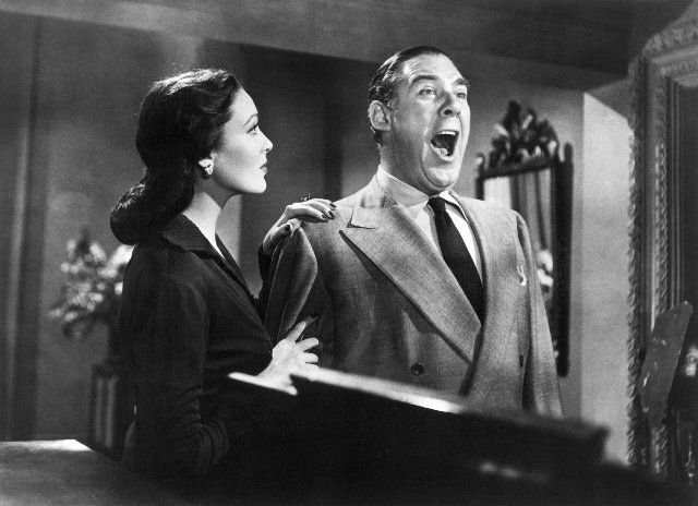 Linda Darnell, Paul Douglas, on-set of the Film, "Everybody Does It", 20th Century-Fox, 1949