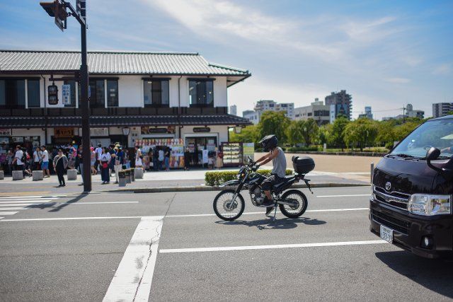 Motorbike rider in Himeji