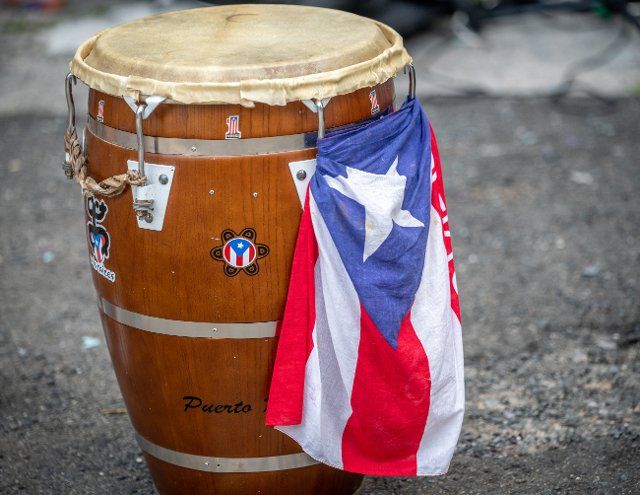 Bomba drum with Puerto Rican flag