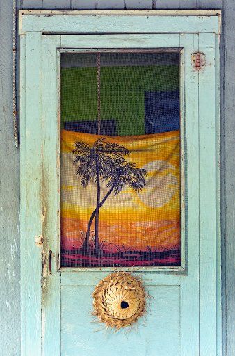 Hawiian style front door detail; Holualoa, Big Island, Hawaii, United States of