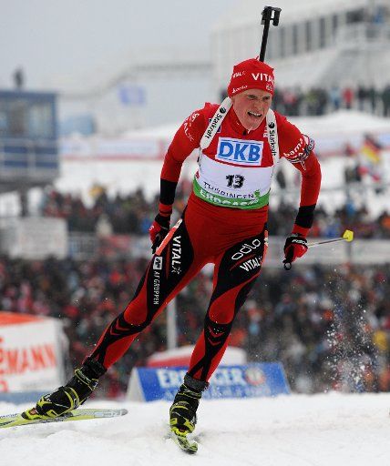 Norwegian biathlete Tora Berger run over 12.5 km in Ski-stadium and ranks third during the Biathlon World Cup in Oberhof Germany 10 January 2010. Photo: Hendrik
