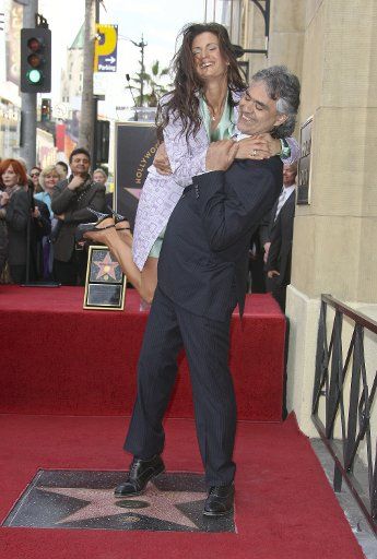 Italian born singer Andrea Bocelli and his wife Veronica Berti attend the ceremony for Andrea Bocelli\