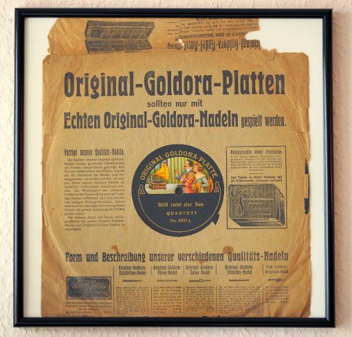A genuine Goldora vinyl record dating 1910 pictured at gramophone store \