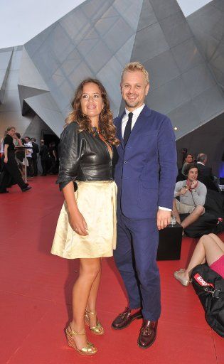The daughter of Mick Jagger designer Jade Jagger and her boyfriend the designer Adrian Fillary attend the German premiere of the Mini Inspired by Goodwood inside the pavillon 21 at Marstall Square in Munich Germany 12 July 2011. The special ...