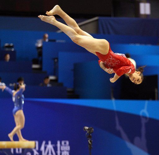 Alexandra Raisman from the United States performs her floor exercises during the women\