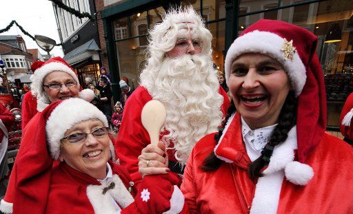 Participants of the father christmas parade are pictured during the opening of the christmas market in Tondern, Denmark, 10 November 2012. The 800-year-old city in the south if Denmark is known as the country\