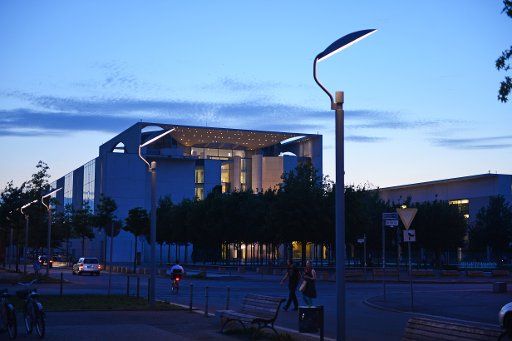The German Chancellery is pictured during the blue hour in Berlin in the evening of 16 August 2013, Germany. Photo: Jens