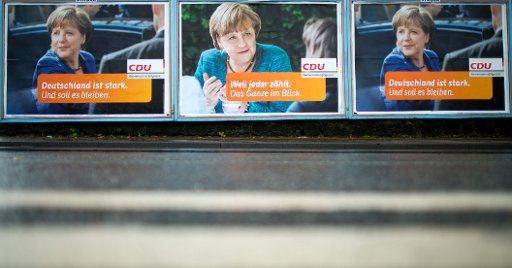 Election posters of Angela Merkel hang in Bad Muender, Germany, 09 September 2013. Federal elections will be held in Germany on 22 September 2013. Photo: JULIAN
