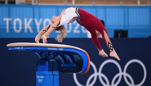 25 July 2021, Japan, Tokio: Gymnastics: Olympics, preliminary competition, vault, women, qualification at the Ariake Gymnastics Centre. Germany\