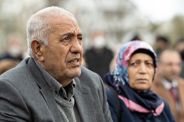 06 April 2022, Hessen, Kassel: Ismail and Ayse Yozgat, parents of the victim, sit at the memorial service marking the 16th anniversary of the death of NSU victim Halit Yozgat. In 2006, Yozgat was presumably the last victim of the NSU (National Socialist Underground), which murdered migrants in Germany. Photo: Swen PfÃ¶rtner\/dpa