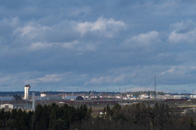 24 February 2022, Rhineland-Palatinate, Spangdahlem: Dense clouds pass over the US air base in Spangdahlem (Eifel). Photo: Harald Tittel\/dpa