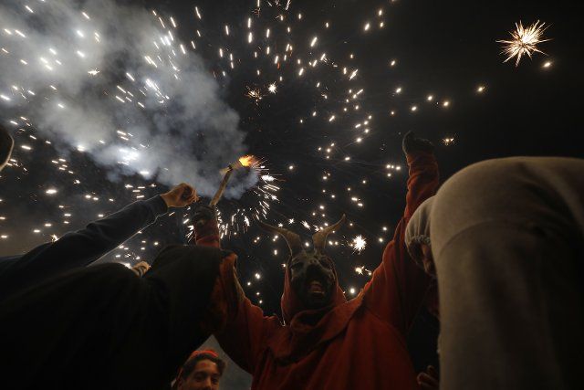 23 June 2022, Spain, Palma: At the traditional Correfoc on St. John\