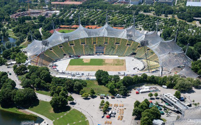 30 June 2022, Bavaria, Munich: The Olympic Stadium, taken from the Olympic Tower. Photo: Sven Hoppe\/dpa
