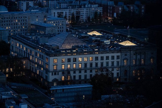 08 November 2022, Berlin: Some lights shine in the House of Representatives in Berlin. Photo: Paul Zinken\/dpa