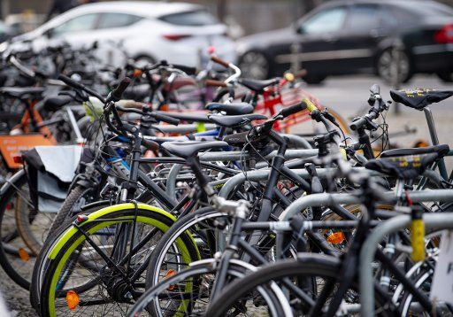 22 March 2019, Berlin: Numerous bicycles are parked in a parking lot in the city centre. Photo: Monika Skolimowska\/dpa-Zentralbild\/