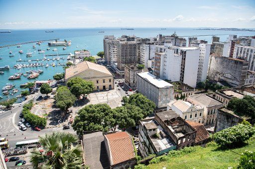 29 April 2019, Brazil, Salvador Da Bahia: The view of the coast from the old town of Pelourinho in Salvador, UNESCO World Heritage since 1985. Photo: Fabian Sommer\/