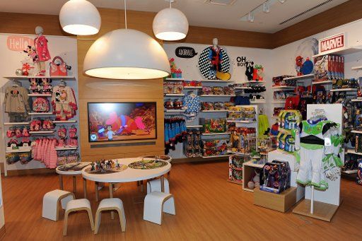 A play corner for children and different branded articles photographed during the pre-opening of the new Disney Store in Munich, Germany, 08 November 2017. Photo: Ursula Düren\/