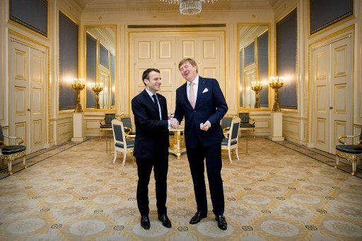 King Willem-Alexander of The Netherlands receives President Emmanuel Macron (l) of France at the Palace Noordeinde in The Hague, on March 21, 2018. Netherlands OUT \/ Point De Vue Out - NO WIRE SERVICE - Photo: Patrick van Katwijk\/Dutch Photo Press\/