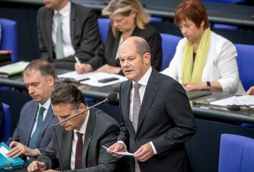 27 June 2018, Germany, Berlin: Federal Minister of Finance, Olaf Scholz of the Social Democratic Party (SPD), speaking during the questioning of the Federal government at the plenary of the German Bundestag. Photo: Michael Kappeler\/