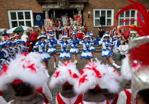 Carnival groups celebrate the beginning of the carnival season in Cottbus, Germany, 11 November 2013. Cottbus is considered to be East Germany\