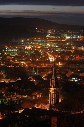 View of the town Wernigerode at night in Wernigerode, Germany, 20 November 2013. 6.4 million overnight stays were counted in 2012. Photo: Matthias