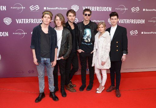 Swedish band The Majority Says arrives to the premiere of the movie "Vaterfreuden" (Fatherly delights) in Munich, Germany, 29 January 2014. The film opens on 06 February 2014. Photo: Tobias