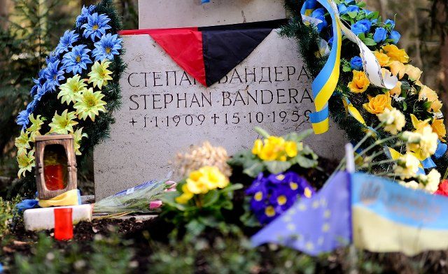 The grave of Ukrainian seperatist leader Stepan Bandera at the Waldfriedhof cemetery in Munich, Germany, 07 March 2014. The grave serves as a monument for the Ukrainian diaspora in Munich. Photo: RENE 