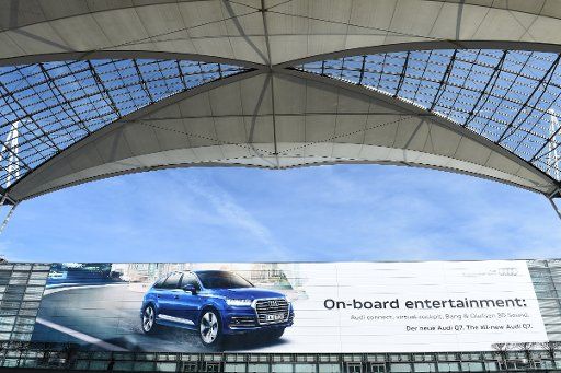 An advertising billboard of car manufacturer Audi is on display at terminal 1 at the airport in Munich, Germany, 8 March 2015. Photo: Felix Hoerhager\/dpa - NO WIRE SERVICE -