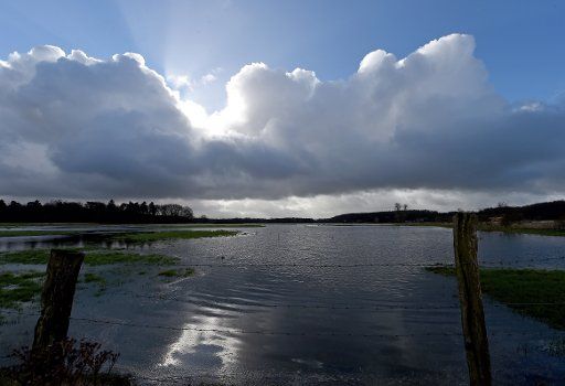 A flooded meadow at the Stoer river between Rosdorf and Kellinghusen, Germany, 23 February 2016. Numerous meadows and farmland are flooded in northern Germany following heavy rainfall throughout the past few weeks, rendering them unusable to farmers....