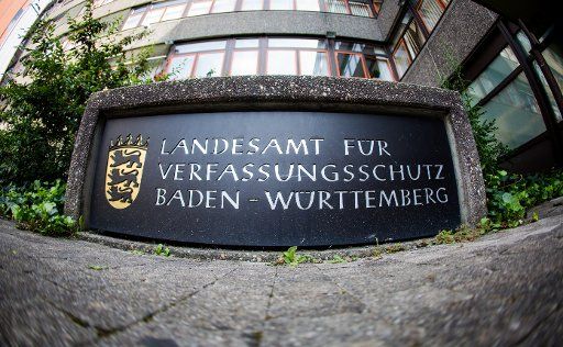 The entrance sign of the State Office for the Protection of the Constitution in Stuttgart, Germany, 3 August 2016. PHOTO: CHRISTOPH SCHMIDT\/