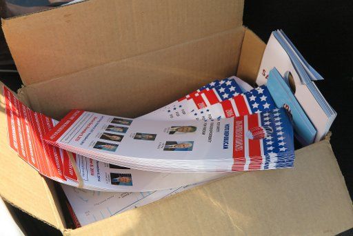 Campaign flyers for Republican candidates can be seen in Apollo Beach, USA, 20 October 2016. Photo: MAREN HENNEMUTH\/