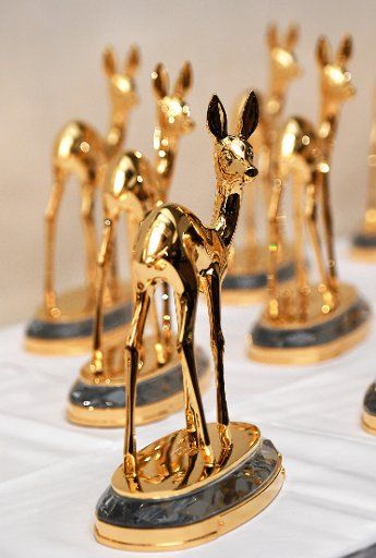 The trophies of the Bambi media award are ready for the ceremonial gala with awards ceremony, to take place on 17 November 2016, in the Stage Theater in Berlin, Germany, 16 November 2016. Photo: JENS KALAENE\/