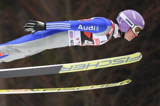 Andreas Wellinger from Germany in action during a test jump for the single jumping at the Ski Jumping World Cup in Willingen, Germany, 29 January 2017. Photo: Arne Dedert\/