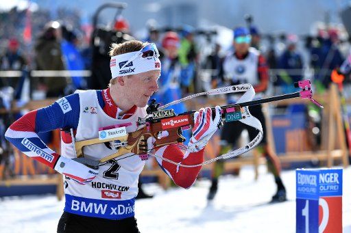 Johannes Thingnes Bö of Norway in action during the shooting at the 12,5 km men\